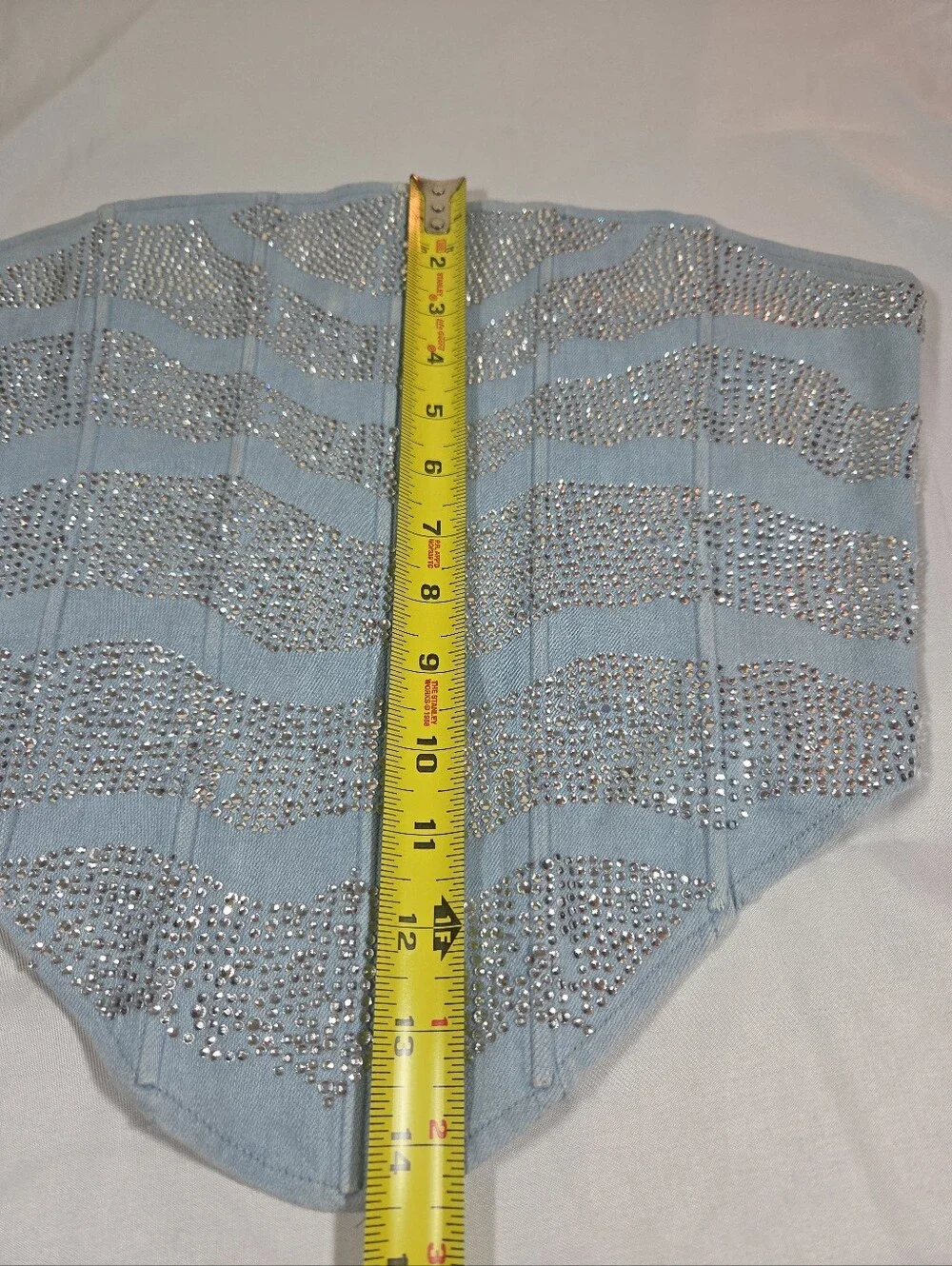 Akira Crystal Studded Embellishment Denim Corset Size M Y2K McBling Clubwear